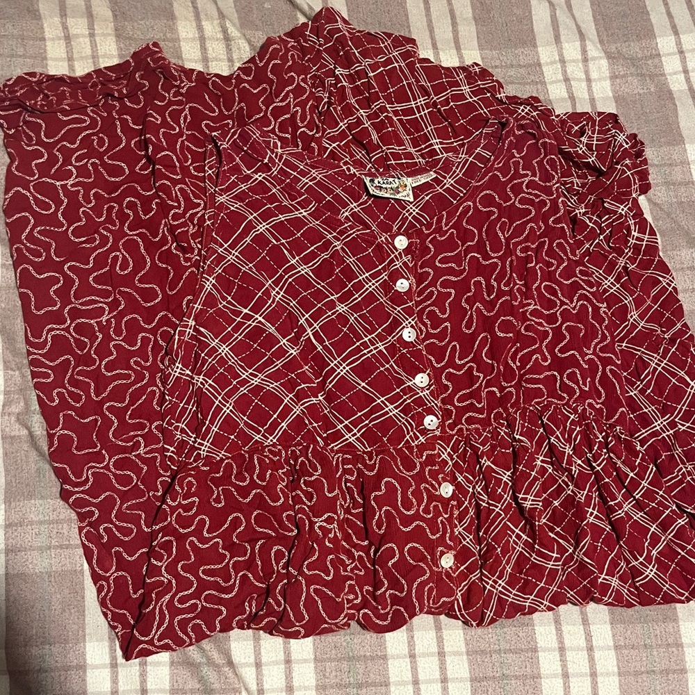 Vintage Red and White Patterned Maxi Dress